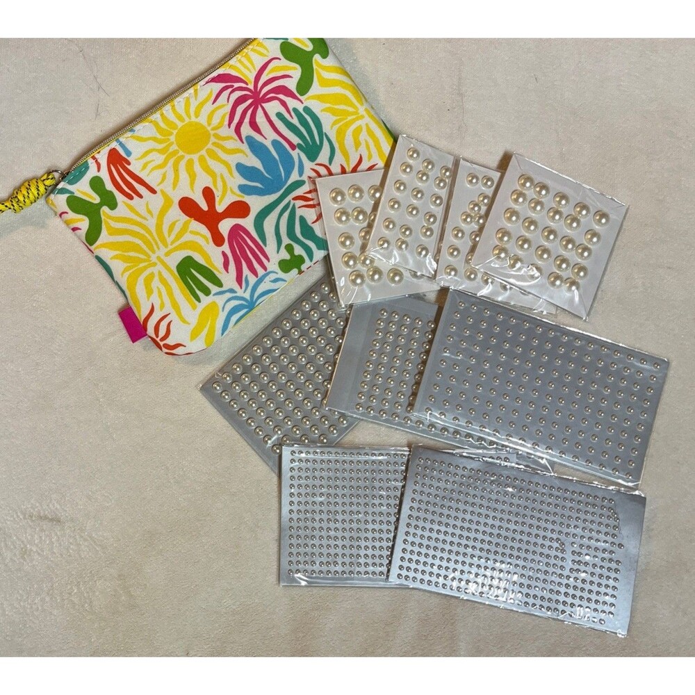NEW Pearls Stickers Stick On Pearl Face Hair Gems Small Medium Large Cream white